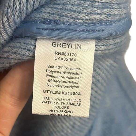 GREYLIN Anthropologie Everyday Cropped Jacket Shacket Blue Women’s Size Large - Picture 10 of 13